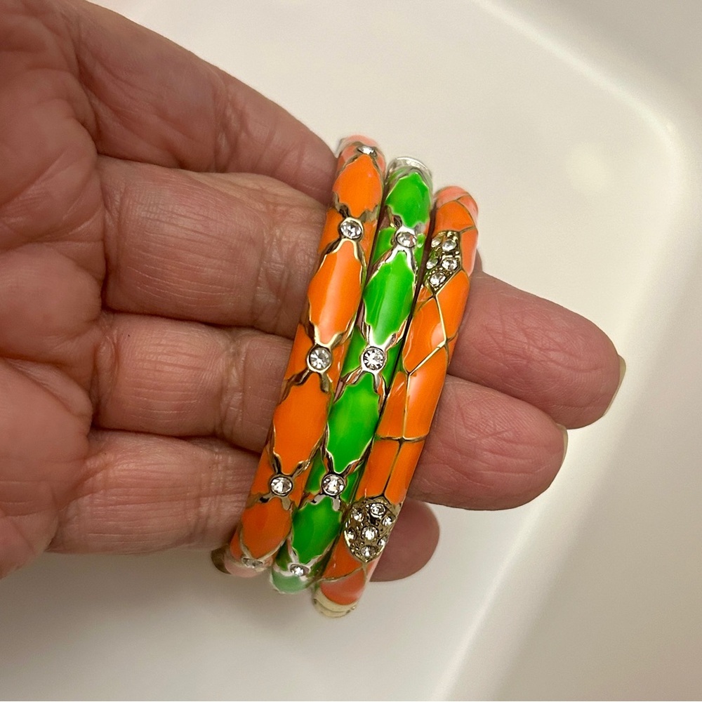 3 enamel clamper bracelets NEW